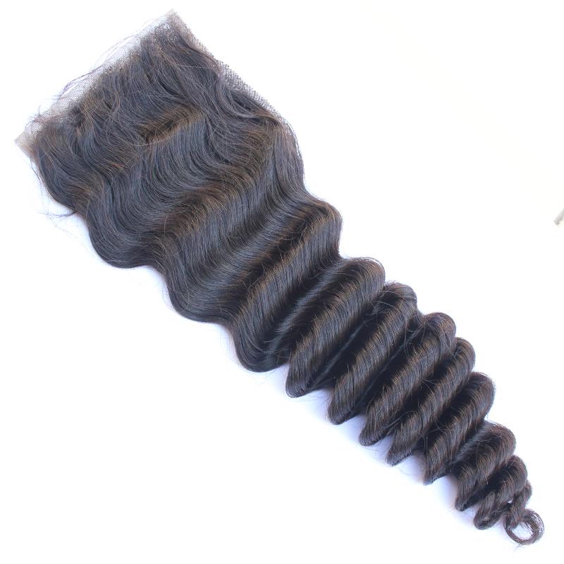 Brazilian deep wave 18inches closure 4*4 transparent lace 11A