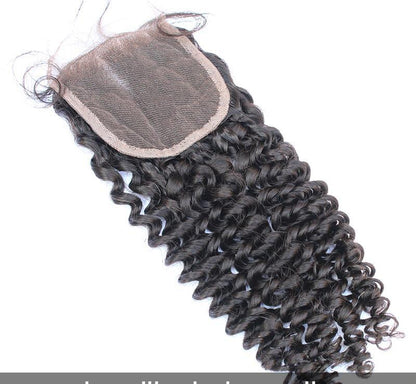 Brazilian kinky curly hair 16inches closure 4*4 transparent lace 11A