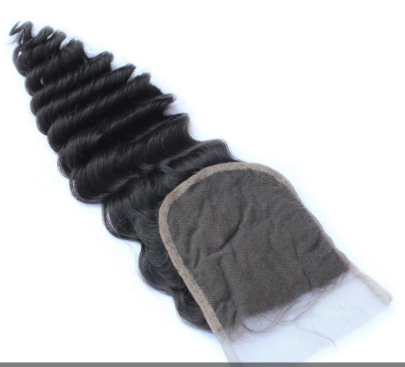 Brazilian deep wave hair 20inches closure 4*4 transparent lace 11A