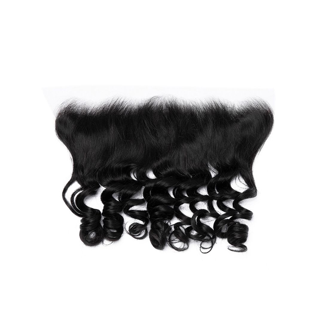 Brazilian virgin hair 14inches loose wave lace closure 13*4 transparent free part 12A